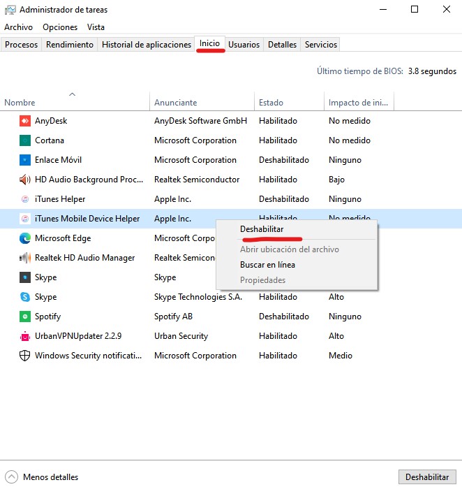 desahbilitar programas de inicio en infocomputer